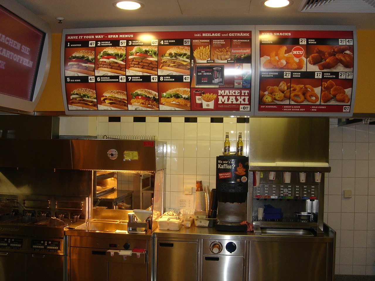 Burger King Menu Underground near Dom in Cologne, May 19, 2007