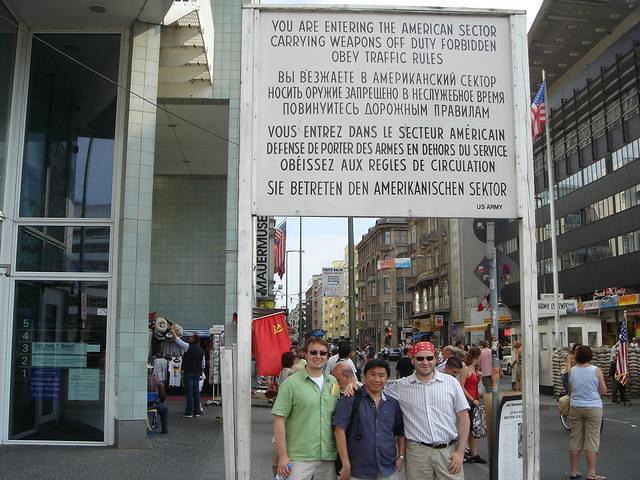 Anders Ernest and Greg at Checkpoint Charlie in Berlin, June 9, 2007