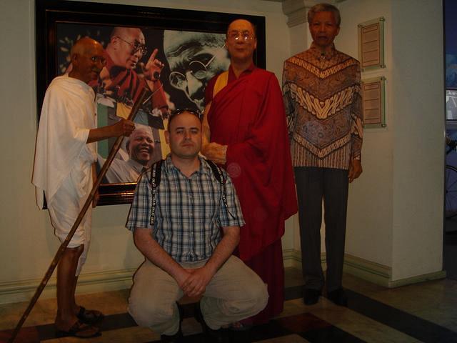 Dalai Lama in Madam Tussaud Museum in Amsterdam, May 19, 2007