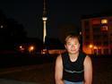 Colbert with Fernsehturm behind in Berlin, June 9, 2007